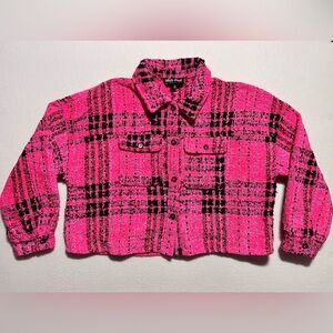 White Birch Black Label Women’s Coat Hot Pink & Black With Sequins Size 2X